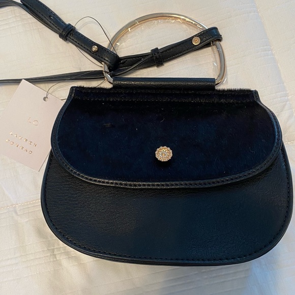 LC Lauren Conrad Velvet/Faux Leather Crossbody Bag NWT - Picture 2 of 9